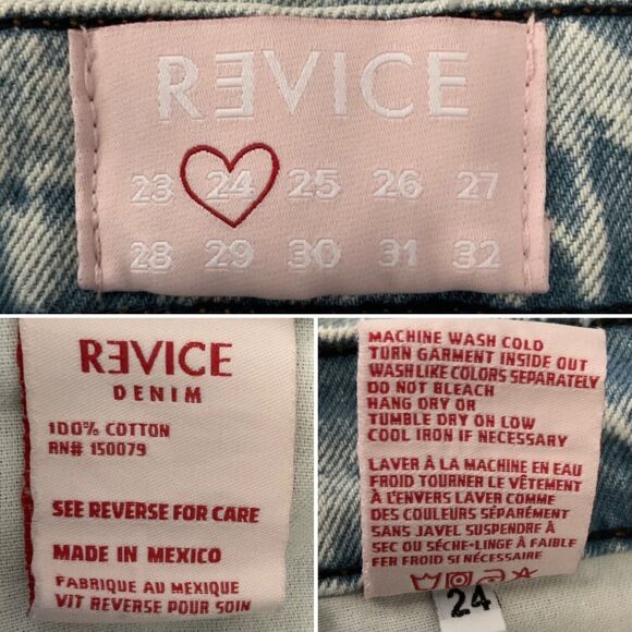 Revice Jeans Butt Cut Distressed Button Fly Straight Leg Blue 24 - Picture 5 of 13